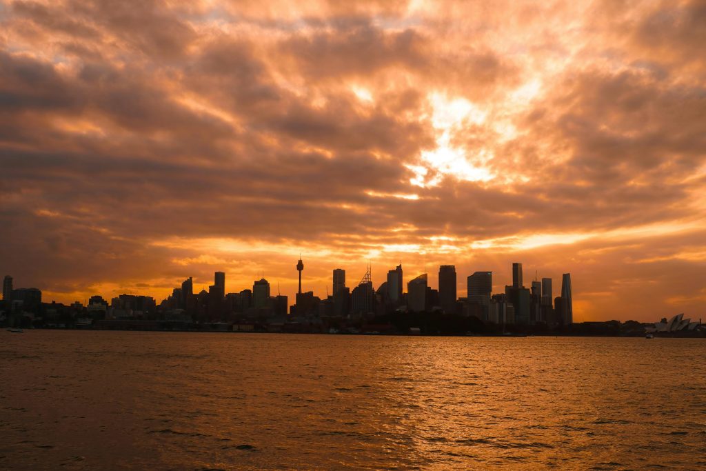 A photograph of the iconic skyline of Sydney, including a lot of building of the top luxurious spas